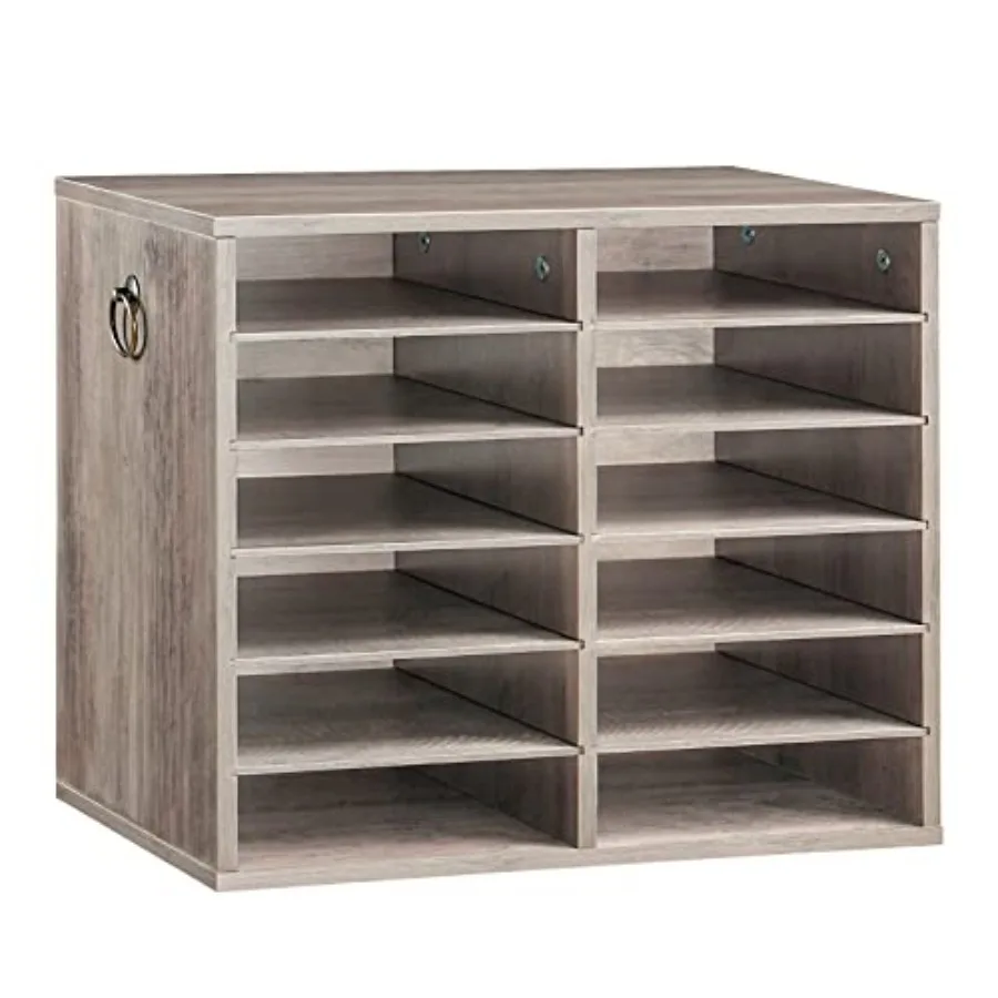 

Literature Organizers, 12 Compartments Office Mailbox with Adjustable Shelves, Wood Countertop Literature Sorter for Office, Ho