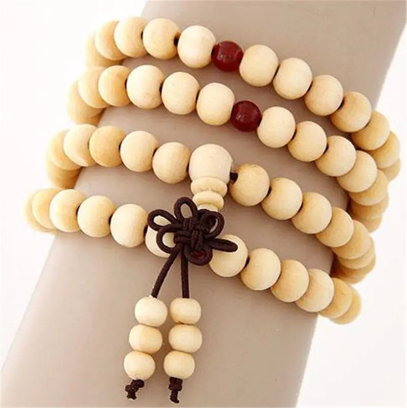 6mm Natural Sandalwood Buddhist Beads Bracelets 108 Beads Buddha Meditation Prayer Wood Beaded Bracelet layer Bangles Men Women