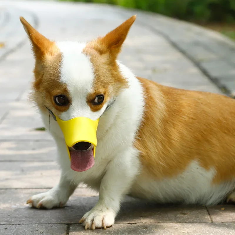 Soft Pet Dog Bite Proof Stop Barking Muzzle Cute Silicone Duck Dog Muzzle Beak Small Large Dog Beak Cover Pet Accessory