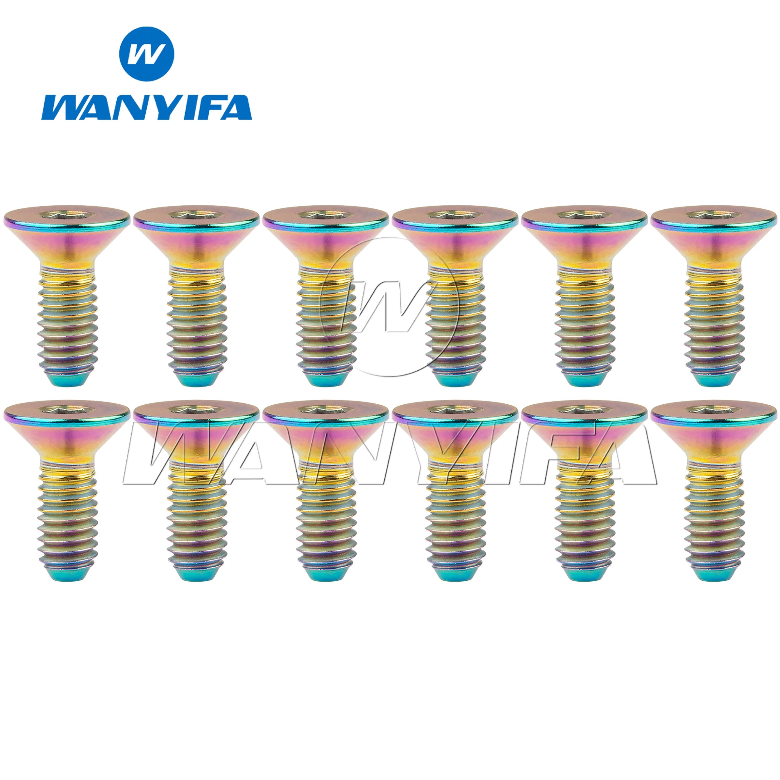 Wanyifa 5/12pcs Titanium Bolts M3 Hexagon Socket Flat Countersunk Head Ti Screw Din7991 for Aviation Model Bicycle