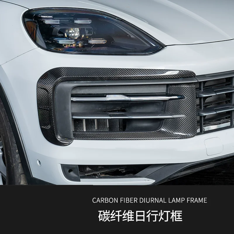 

Рамка лампы из углеродного волокна для Porsche Cayenne 2024-2026, модифицированная наклейка на передний бампер drl, автомобильные аксессуары