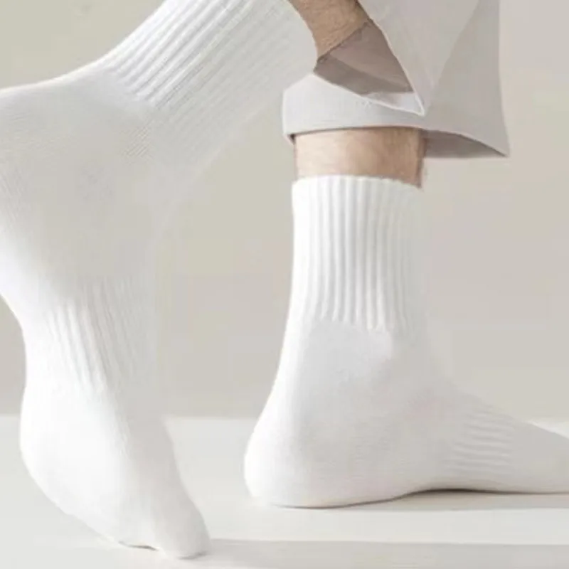 Calzini da uomo midtube cotton white Socks deodorante assorbente calzini da uomo estate nero bianco grigio primavera estate sport tinta unita