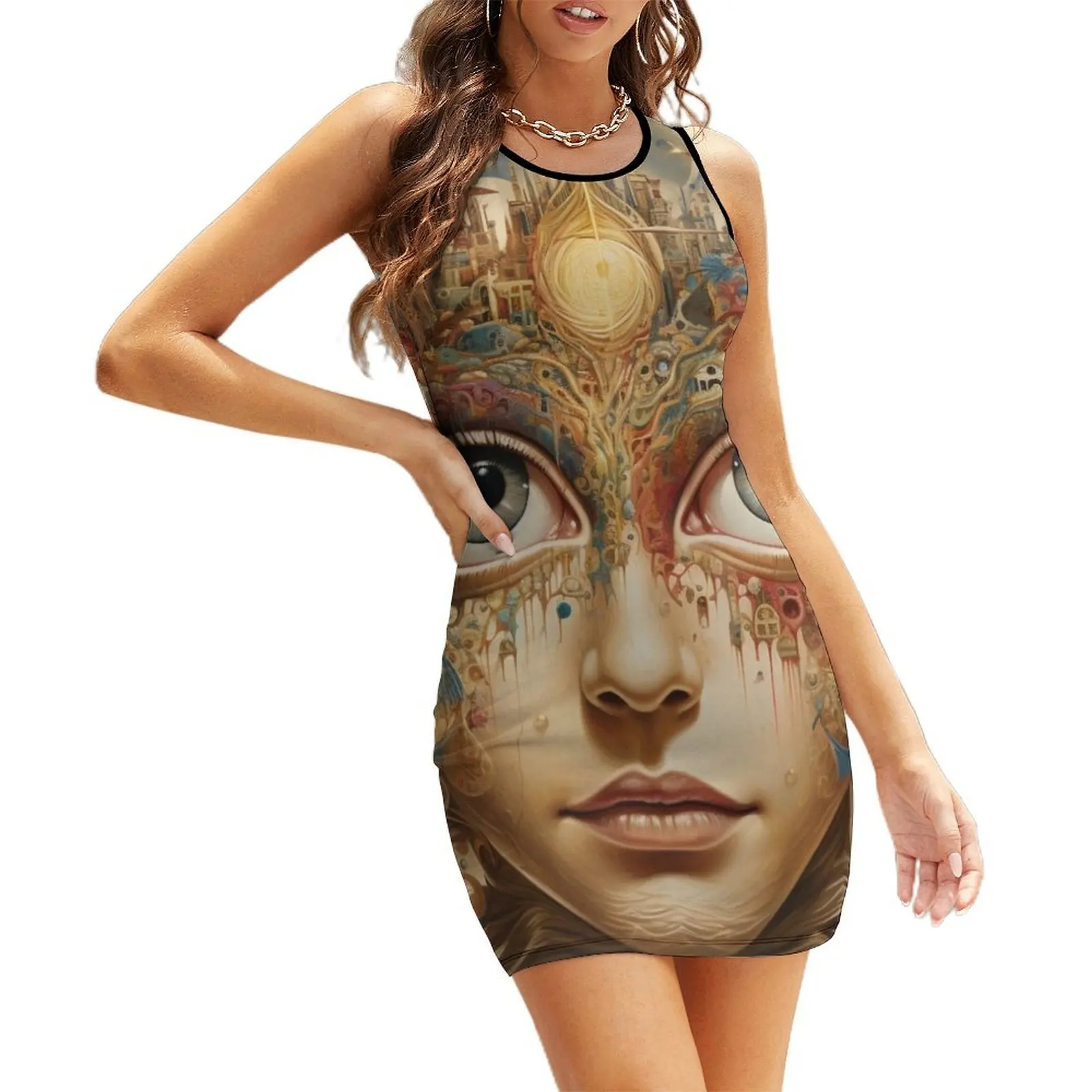 

Inner Vision Sleeveless Sundress dress korean style women clothes Woman dresses Bride dresses