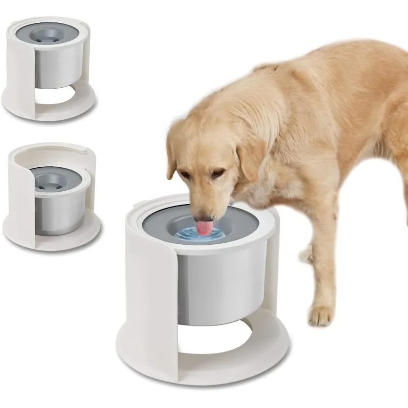 Dog Water Bowl, Elevated Dog Water Bowls for Large Dogs, 4.4L Slow Water Feeder Dog Bowls, Adjustable Raised Stand, Floating Dis