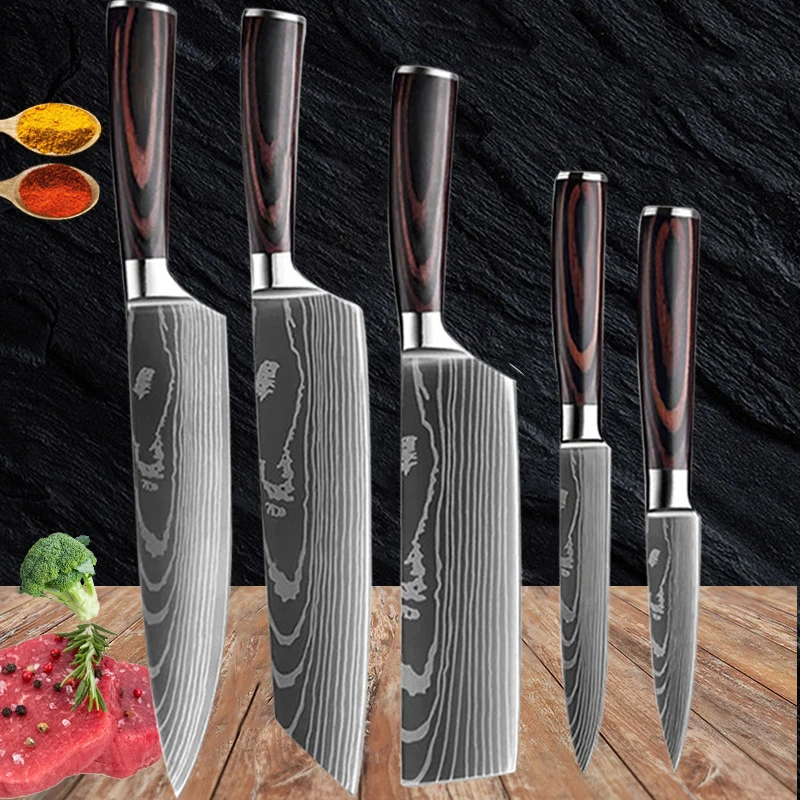 

Japanese Santoku Knife Yanagiba Fish Fillet Knives Set Kitchen Peeling Deboning Meat Cleaver Sashimi Nakiri Knives