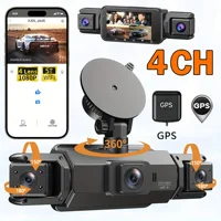 Caja negra de la cámara del coche de 4CH GPS Dashcam con WiFi visión nocturna DVR 360 °   Monitor de estacionamiento 24H con grabación en bucle trasero delantero izquierdo derecho
