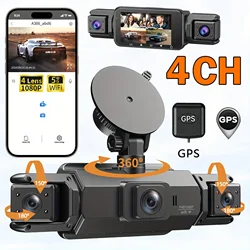 Auto-Dashcam 4-Kanal mit GPS-Nachtsicht-WLAN für Auto-DVR 360 °   24-Stunden-Parkmonitor mit Schleifenaufzeichnung vorne links rechts hinten