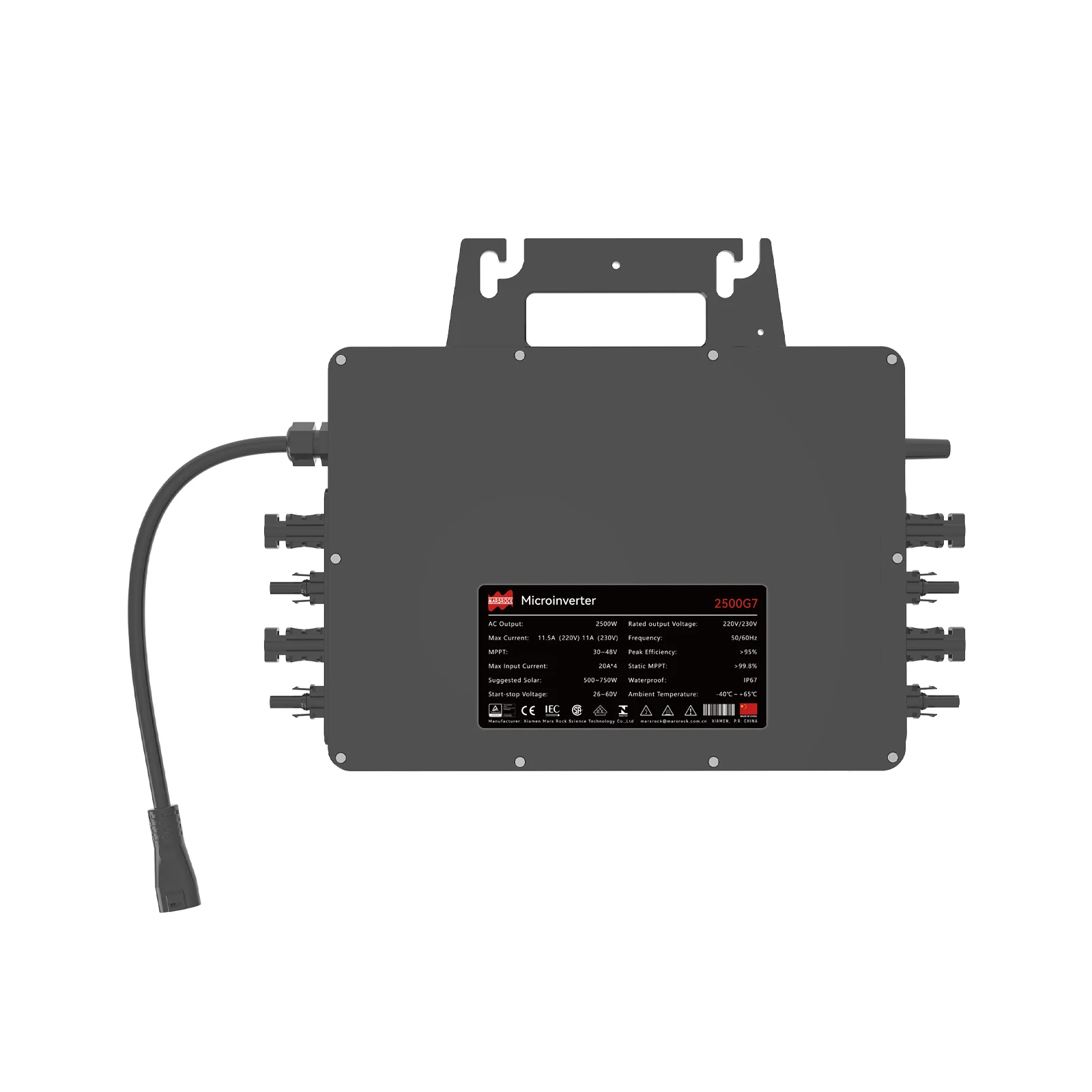2500W Solar MPPT Mikro-Wechselrichter für Netzanschluss, Solar-Konverter für Heimnetz-Systeme, Maximale Nutzung für 4 Stück je 500-700W Solarmodule