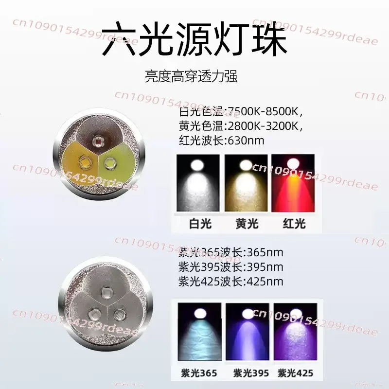Looking at the jade flashlight typec rough stone jadeite strong light charging 6 light sources 365nm purple light