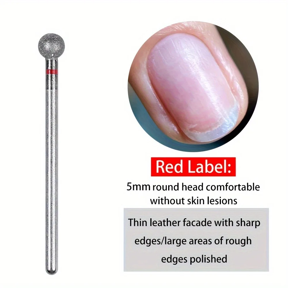 1PC/2/4PCS 5mm Small Round Head Nail Drill Bits，Diamond Cuticle Clean Ball Head Nail Bits for Electric Cuticle Detail Rotary