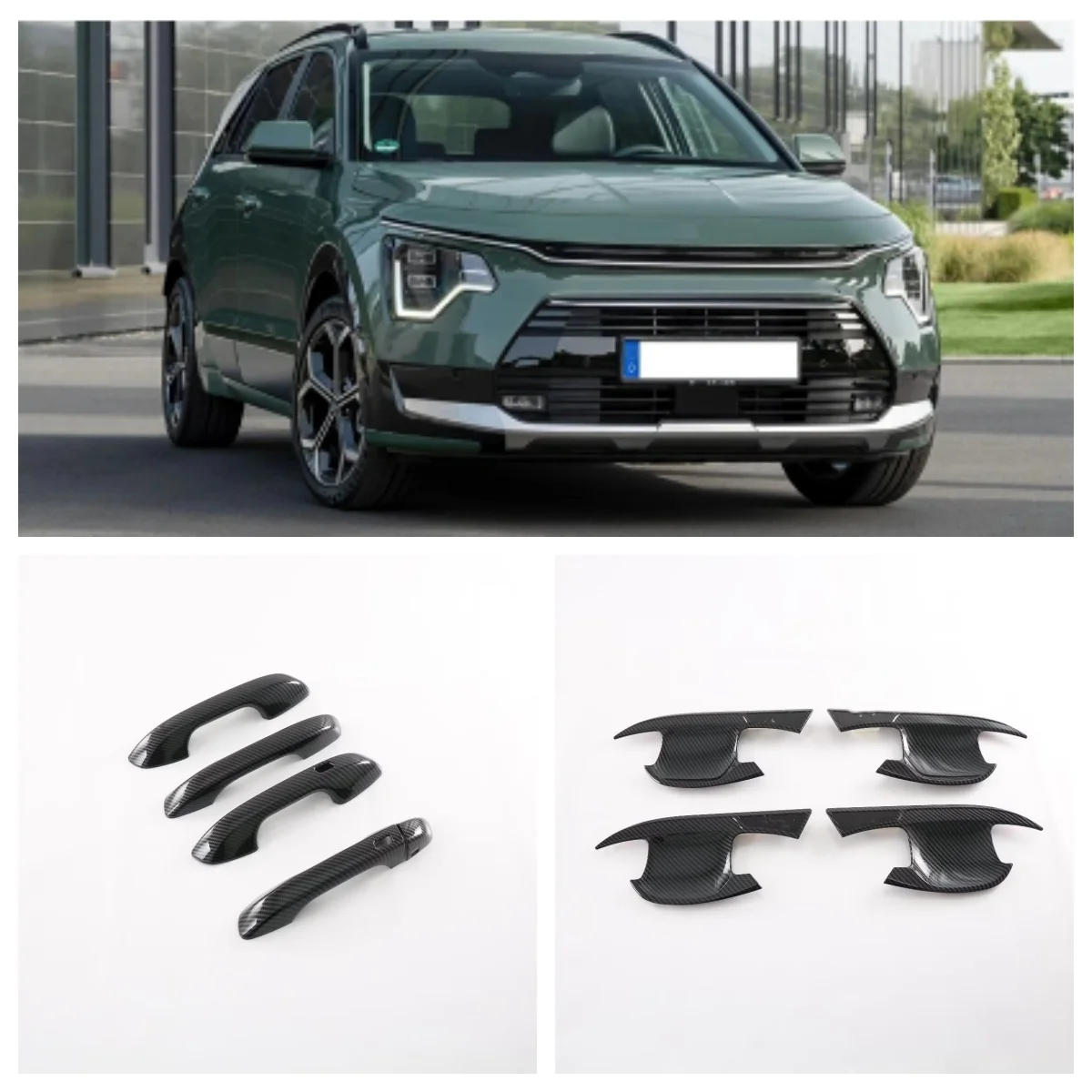 

Car Styling Side Door Handle Frame Gate Bowl Cover Trim For Kia Niro 2022-2024 Protector Decoration Accessories Exterior Sticker