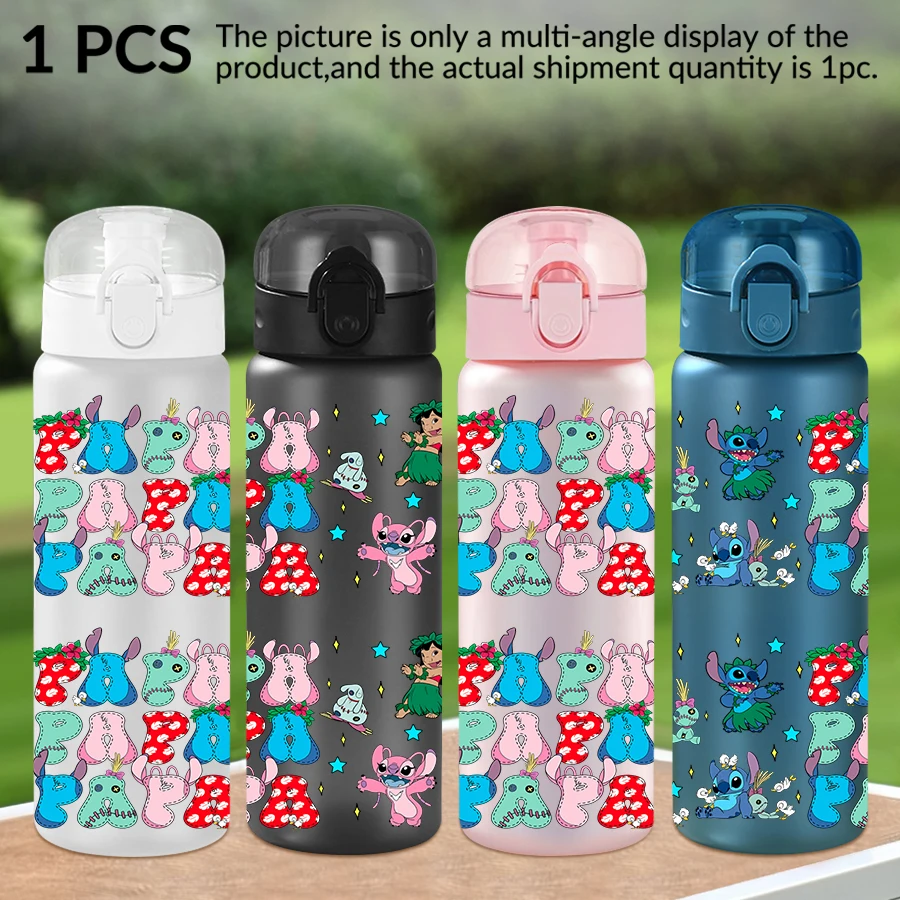 Botella de agua de plástico con diseño de sapo de Disney Stitch, taza de agua para deportes al aire libre, regalo de cumpleaños/retro a la escuela, 26oz, 1 ud.