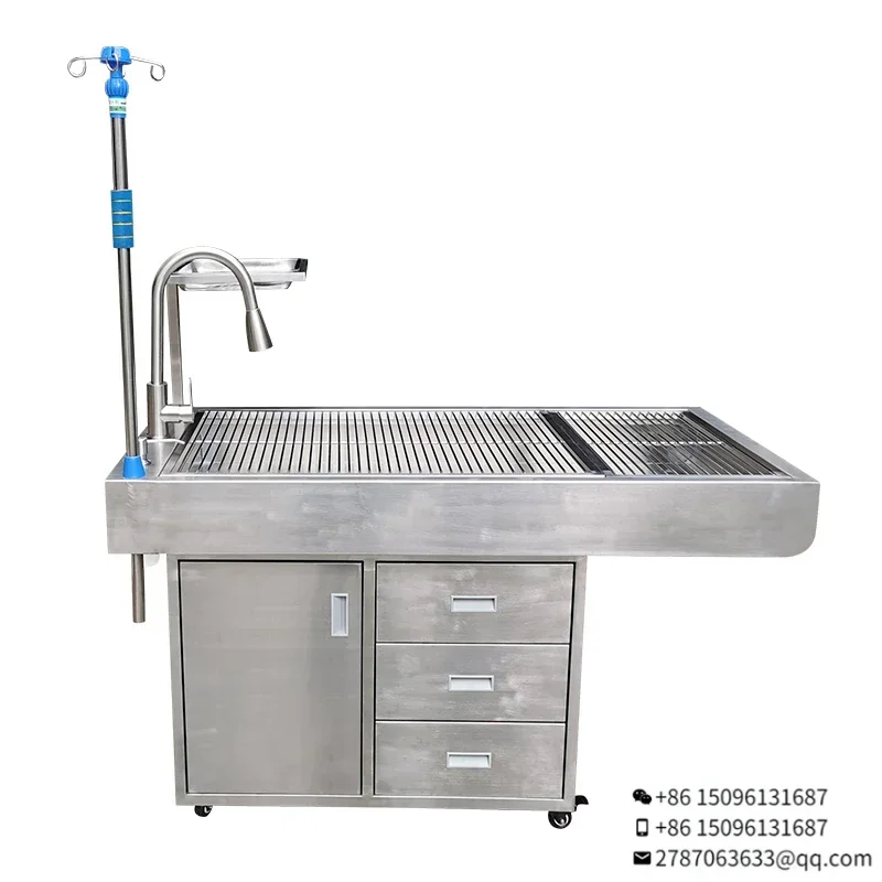 

check the details Multi-functional Stainless steel veterinary surgical table animal pet disposal tableveterinary operating table