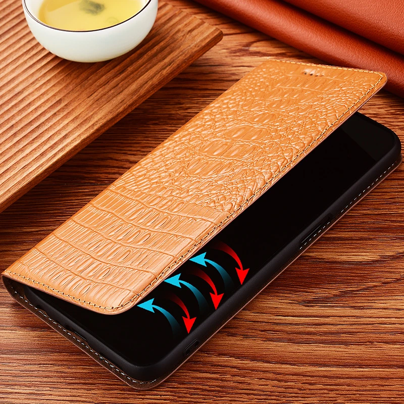 

Crocodile Pattern Genuine Leather Case For iPhone 17 Pro Max 14 13 12 11 15 16 Pro Max 16 Plus Wallet Book Style Flip Cover