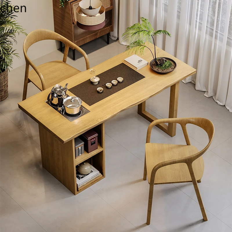 

FZ New Chinese Style Solid Wood Balcony Tea Table and Chair Set Home Mini Leisure Tea Drinking Table