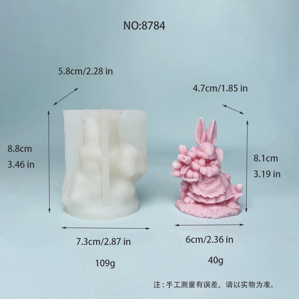 Easter Egg Pastoral Rabbit Silicone Candle Mold Flower Bow Dress Bunny Soap Plaster Mould Animal Chocolate Cake Decor DIY Gifts - Image 2