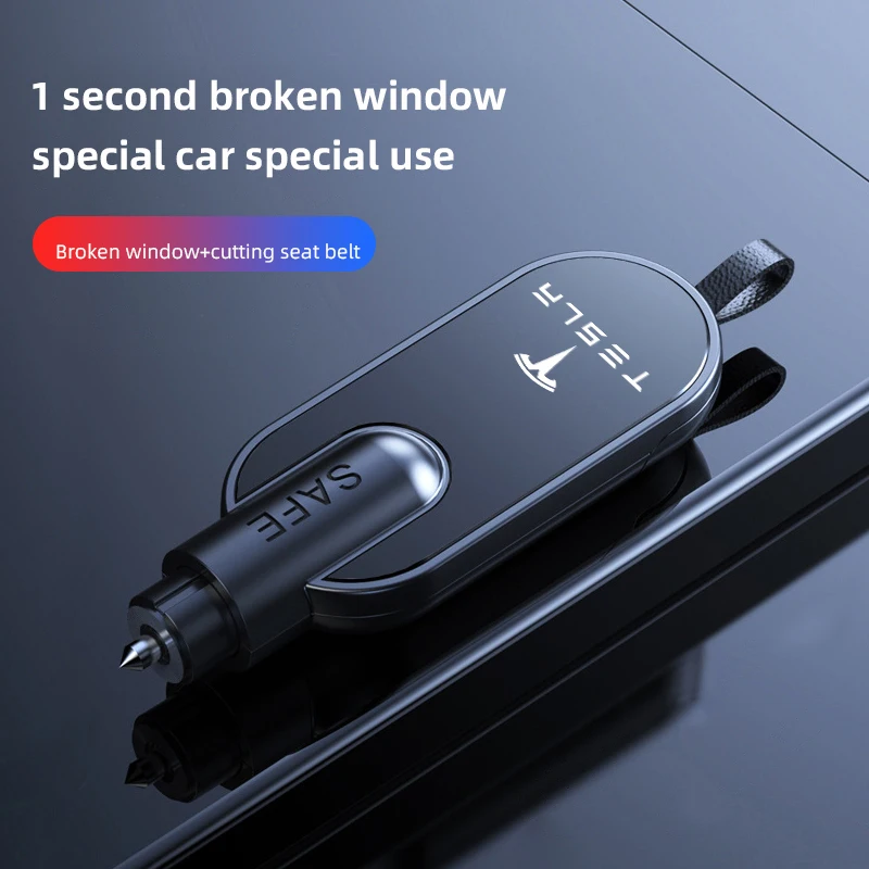 Car Safety Hammer Auto Emergency Glass Window Breaker Seat Belt Cutter Escape Tool For Tesla Model 3 Y S X Cybertruck Highland