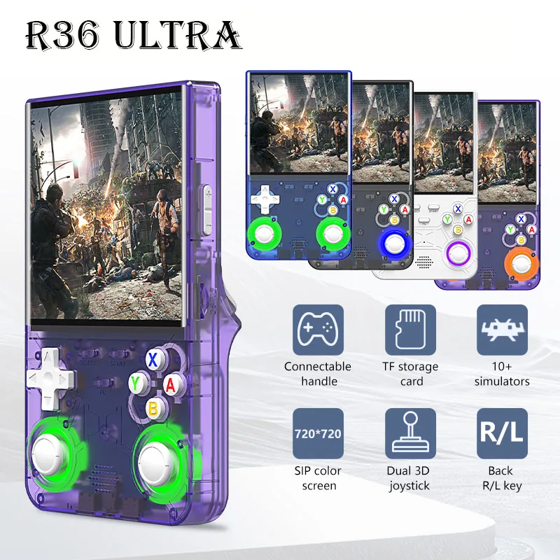 

Open Source R36 ULTRA Handheld Video Game Console Retro Linux System 4 Inch IPS Screen 720*720 Portable Video Player 128GB Games