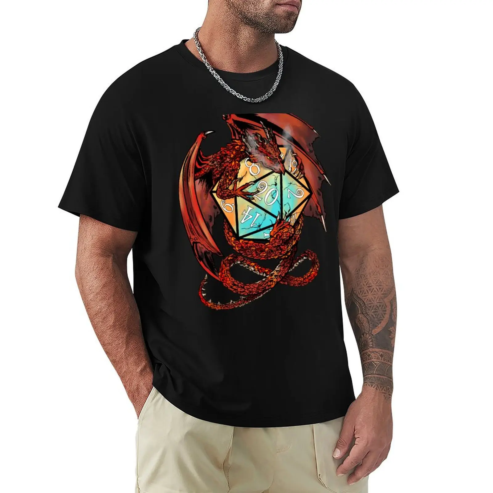 

Red Dragon Dice T-Shirt summer shirt Luxury man Men's clothing