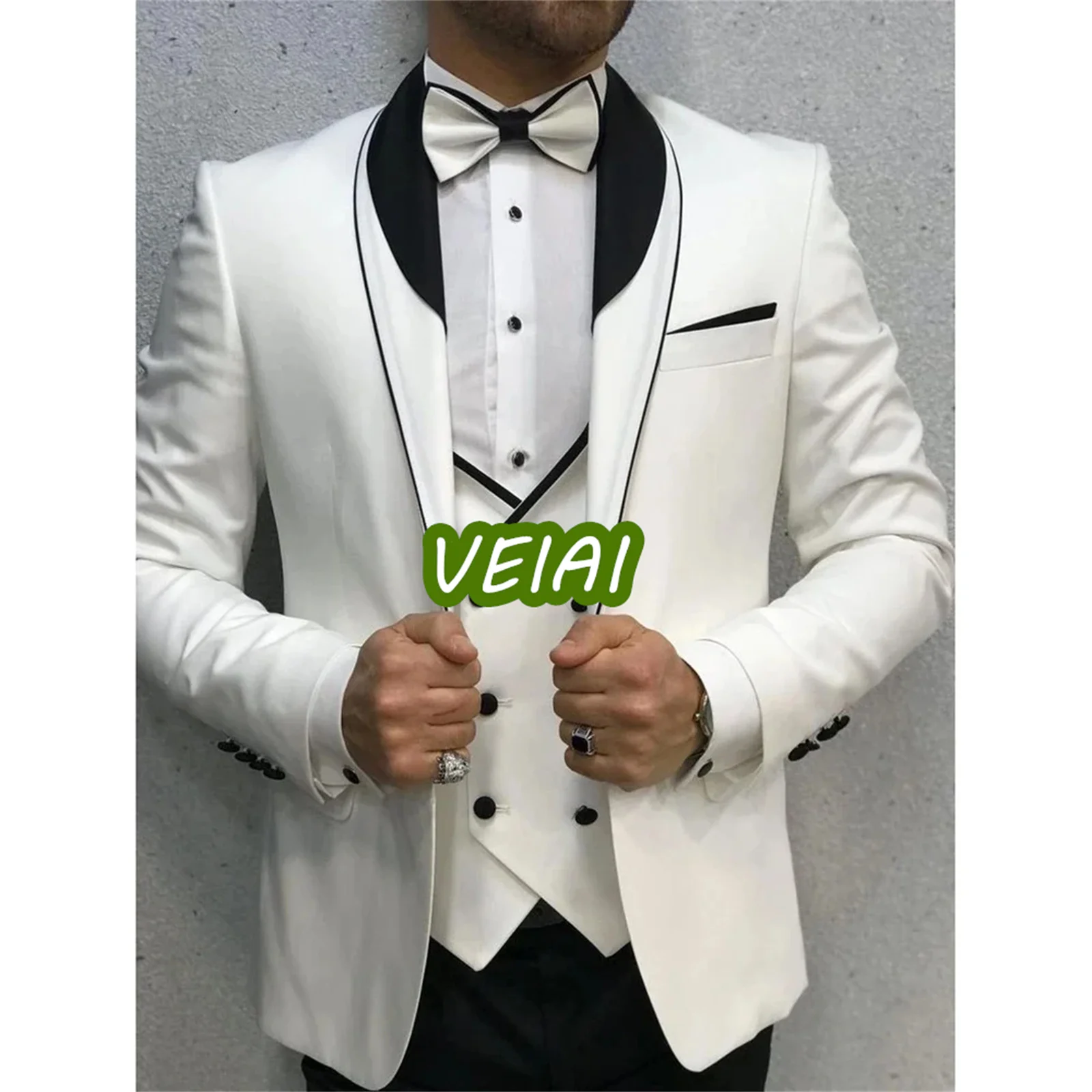 

CustomizedElegant White Suits for Men 3 Piece Jacket Pants Vest Shawl Lapel Single Breasted Slim Fit Tailor Made Blazer Ropa Hom