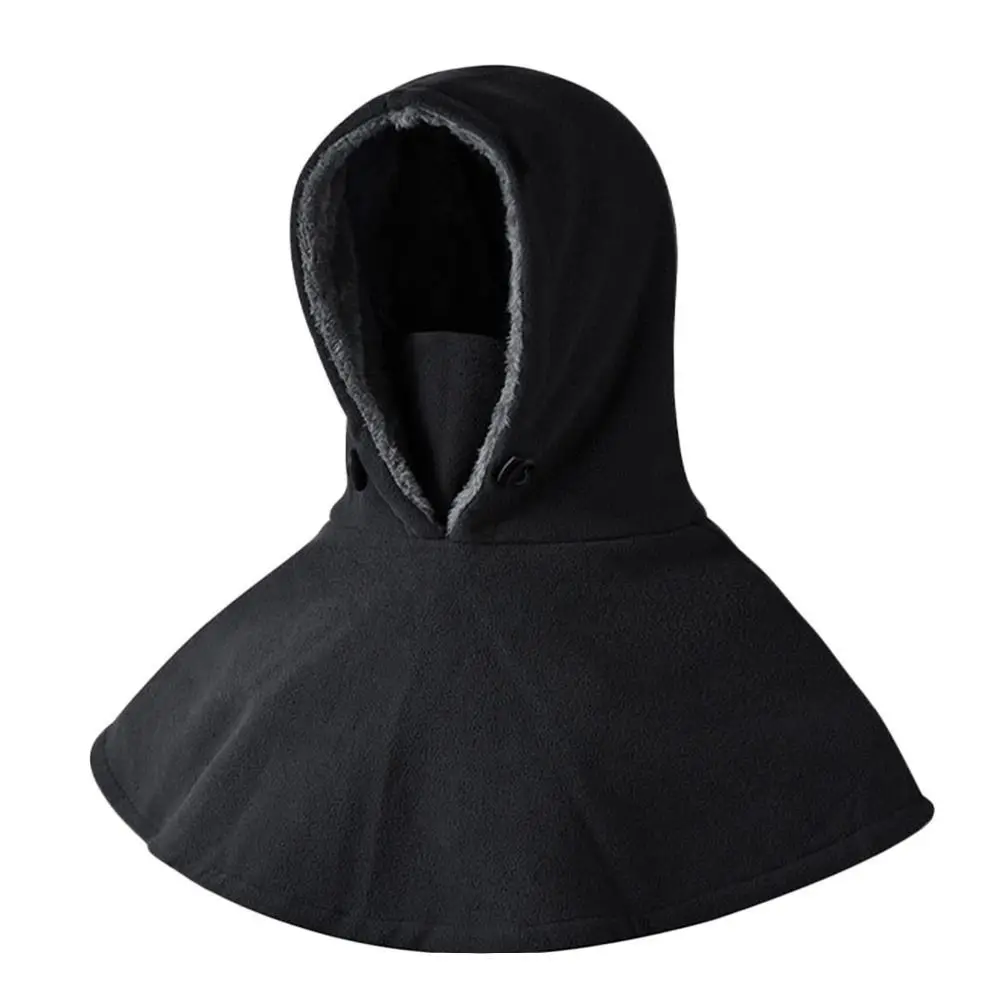 Cloak Style Fleece Cycling Shawl Hat Neck Protector Windproof Winter Beanies Cap Face Covering Cycling Head Cover Outdoor