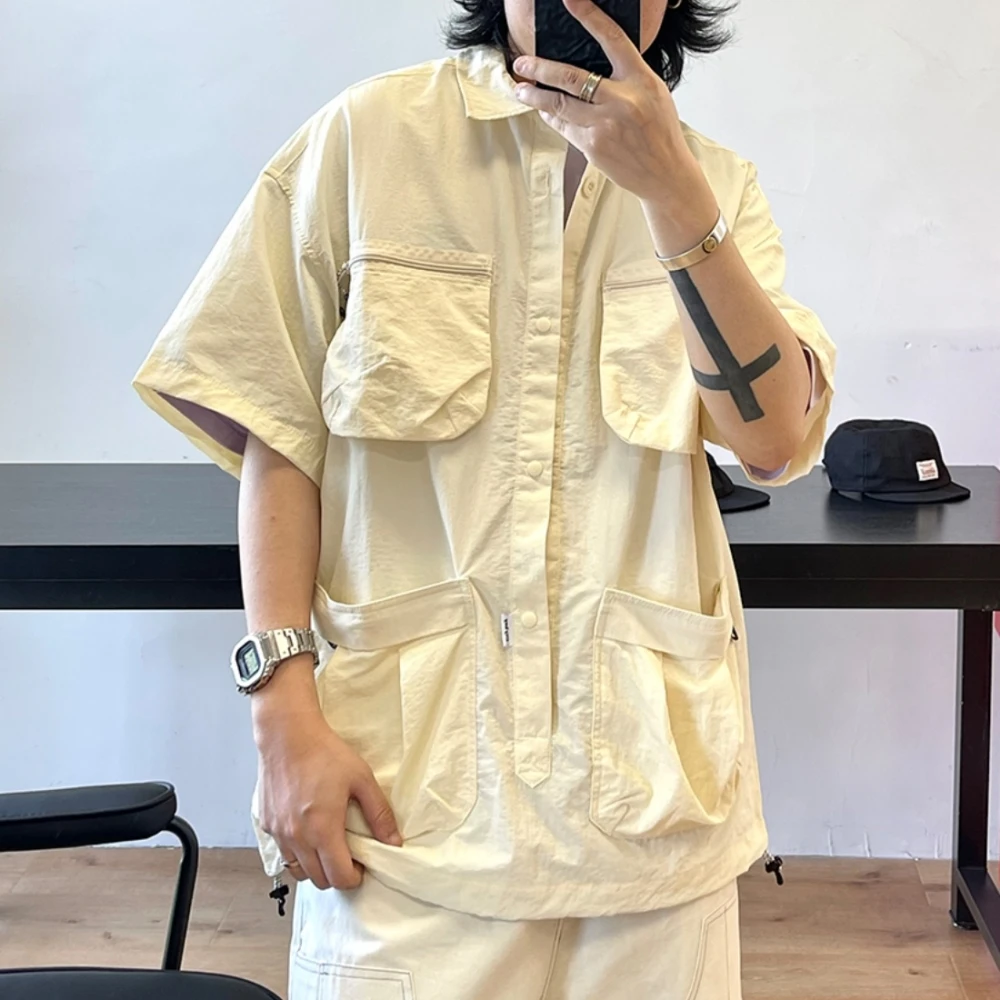 

Mountain Outdoor Functional Nylon Waterproof Breathable Cargo Shirt Men Clothing Summer High Quality Multi-Pocket Short Sleeve