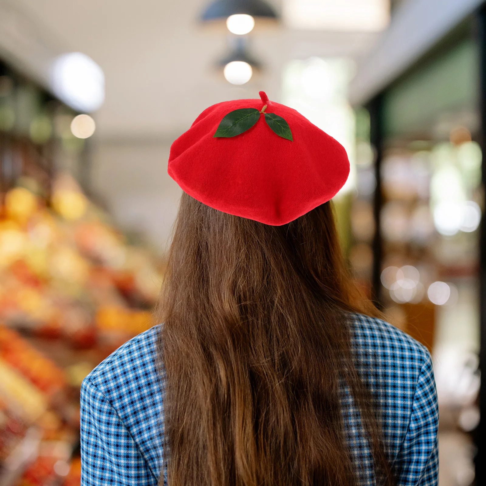 

Women Beret Performing Hat Cute Stylish Decorative Artist Cap Berry Themed Comfortable Party Headwear Beret Performing Hat