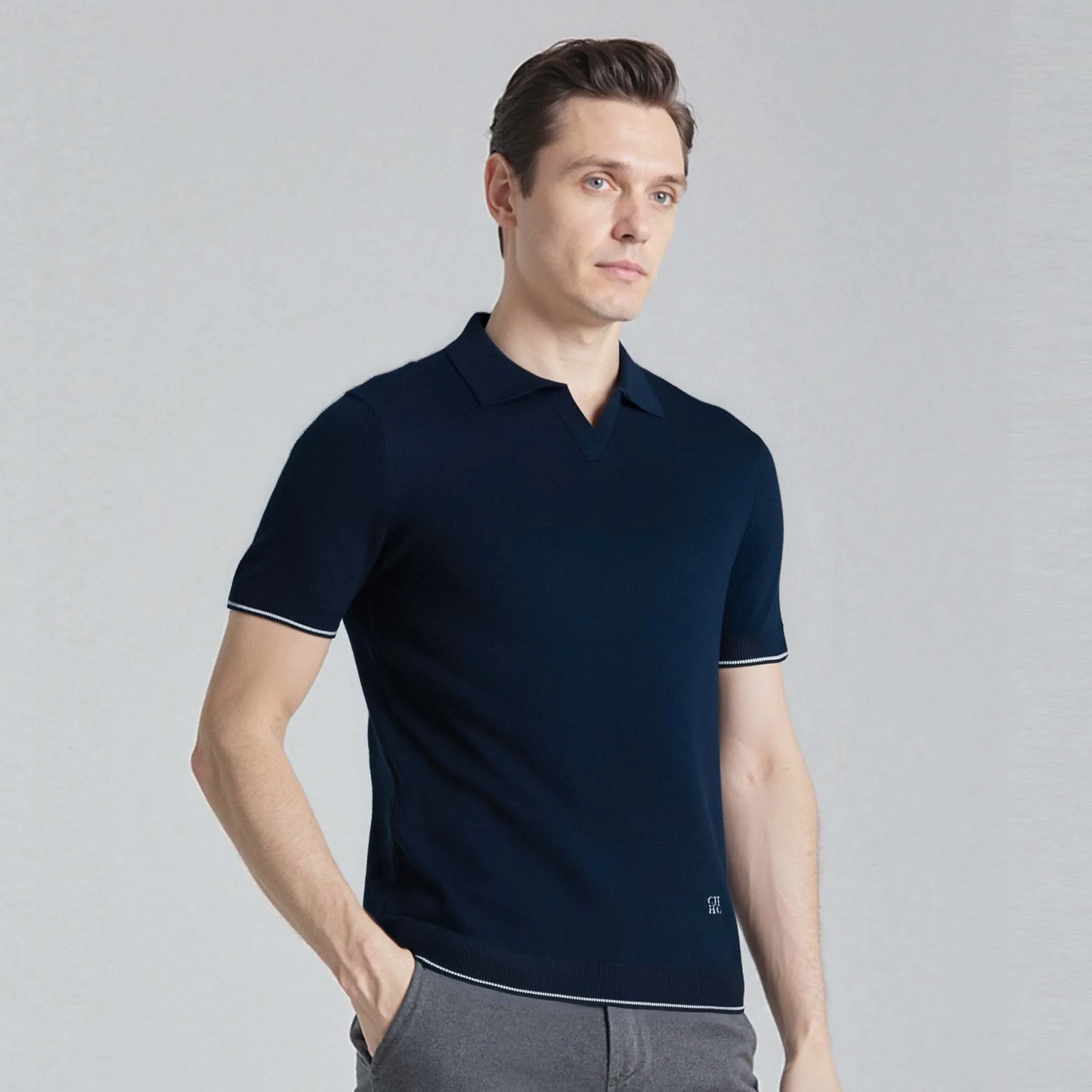 

Summer Men's Polo Shirt Short Sleved V Collar Embroidery Design Fashion Casual Men Polo Shirts Tops 2025 Men T Shirt