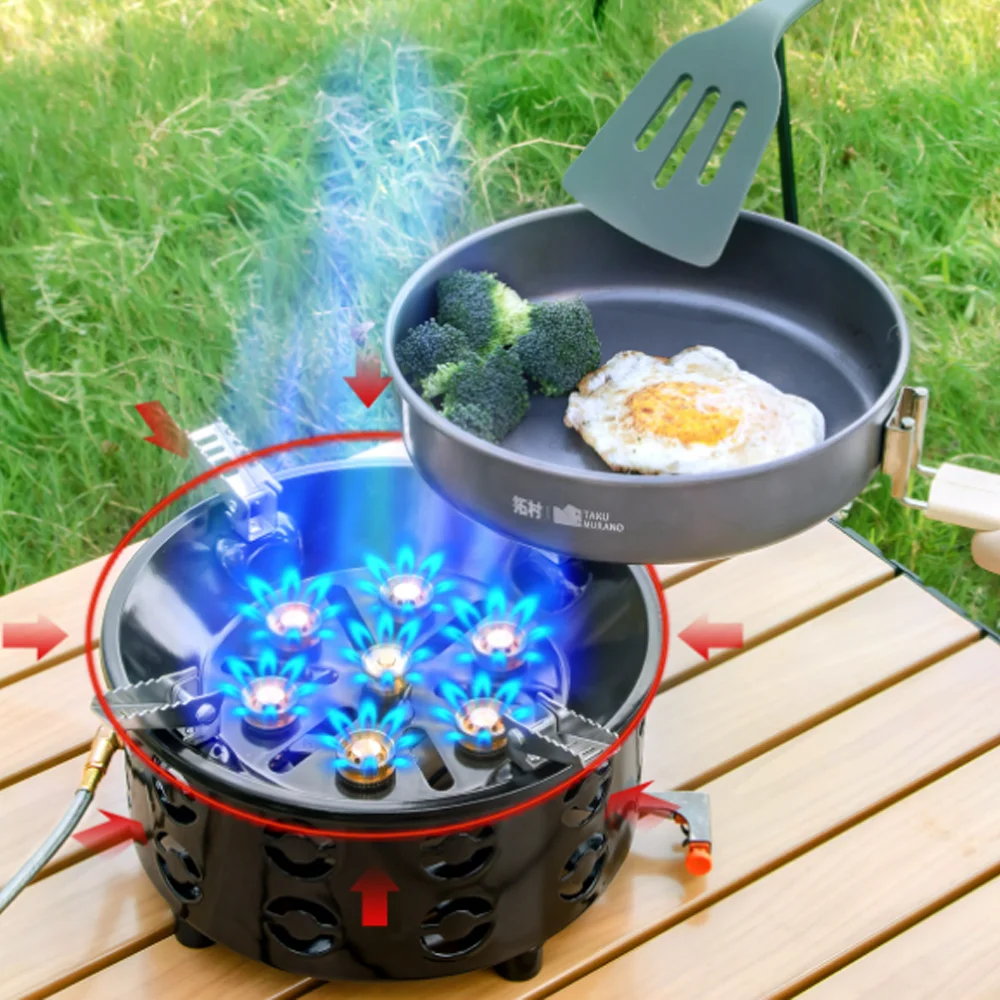 Outdoor camping camping hiking stove, seven stars fierce fire gas stove, windproof portable, one stove multi-purpose.
