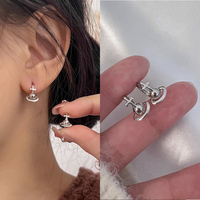 Fashion Planet Hoop Earrings Women Korean Niche Exquisite Ear Accessories French Retro Simple Temperament Stud Earrings Jewelry