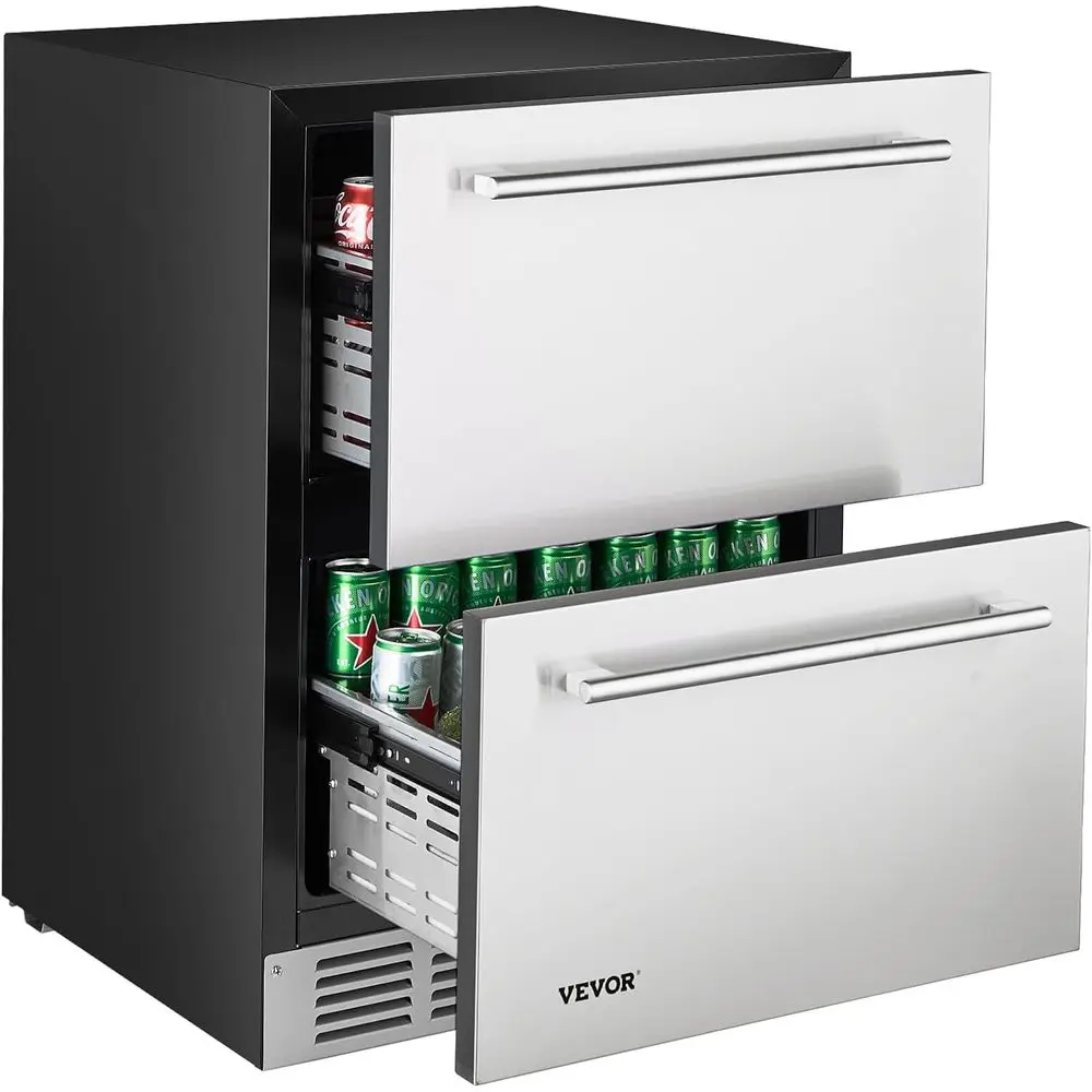 

Under Counter Der Rerigerator, 24 In StainlSteel ridge with Temperature Control, Dual Der Rerigerator with Powerul Compror & LED