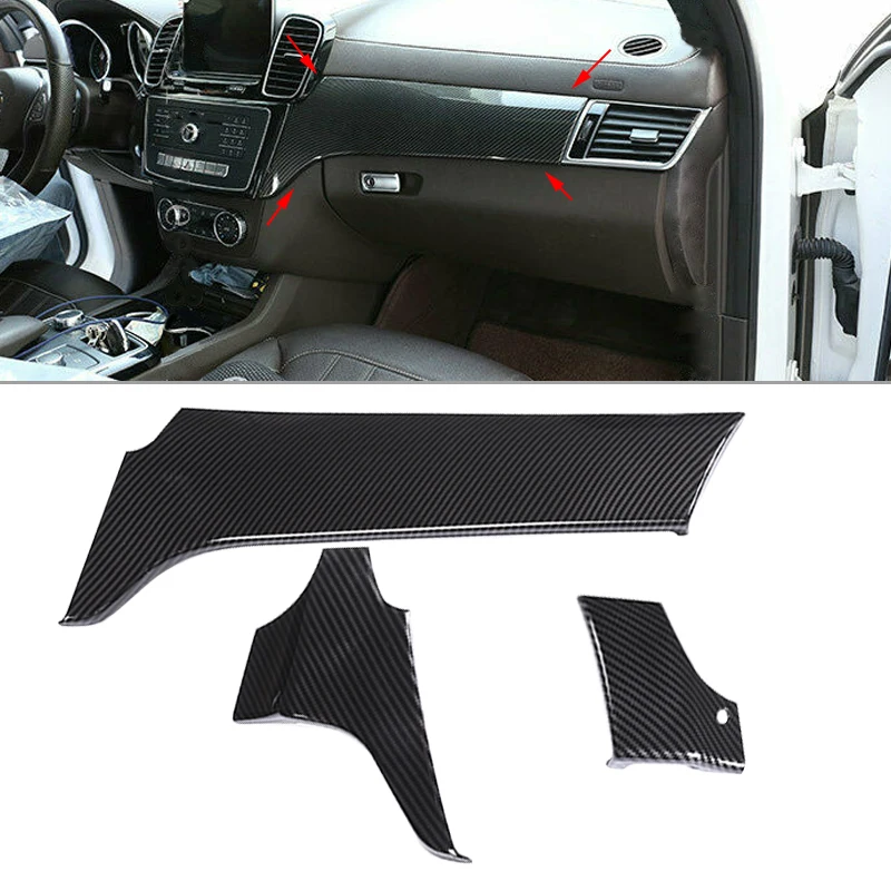 3Pcs/Set Dashboard Panel Cover Center Console Trim Stripe Decoration Fit for Mercedes Benz GLE GLS Class 2018 2017 LHD