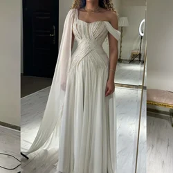 Customized Sparkle Exquisite Jersey Beading Draped Engagement A-line Off-the-shoulder Bespoke Occasion Gown Long Dresses