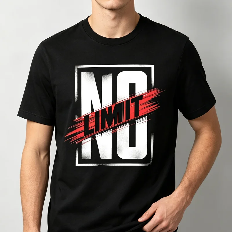 Camiseta Motivacional No Limit, Roja y Negra, con Estampado de Letras, para Hombre y Mujer, Informal, de Algodón, Estilo Urbano, Deportiva, a la Moda, Y2K