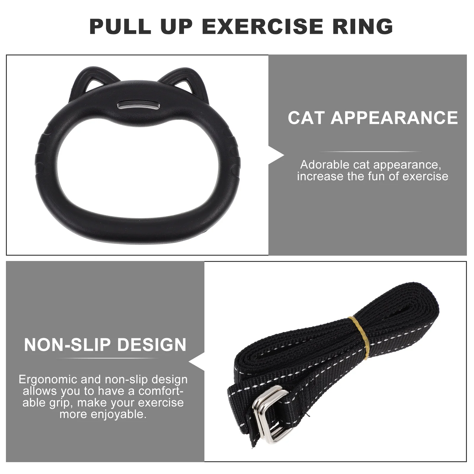 

1 Set Of Fitness Pull Black Lightweight Non-Slip Gymnastic Ring For Arm Forearm Strength Indoor Exercise Training Tool Kids