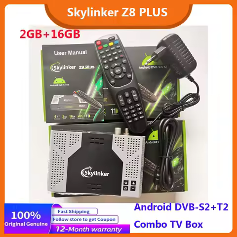 2025 Skylinker Z8 PLUS 4K Android 9.0 DVB-S2 T2 Hybrid TV Box 5G Wifi 2+16GB OTT+DVB-S2 FTA Decoder Digital Satellite TV Receive