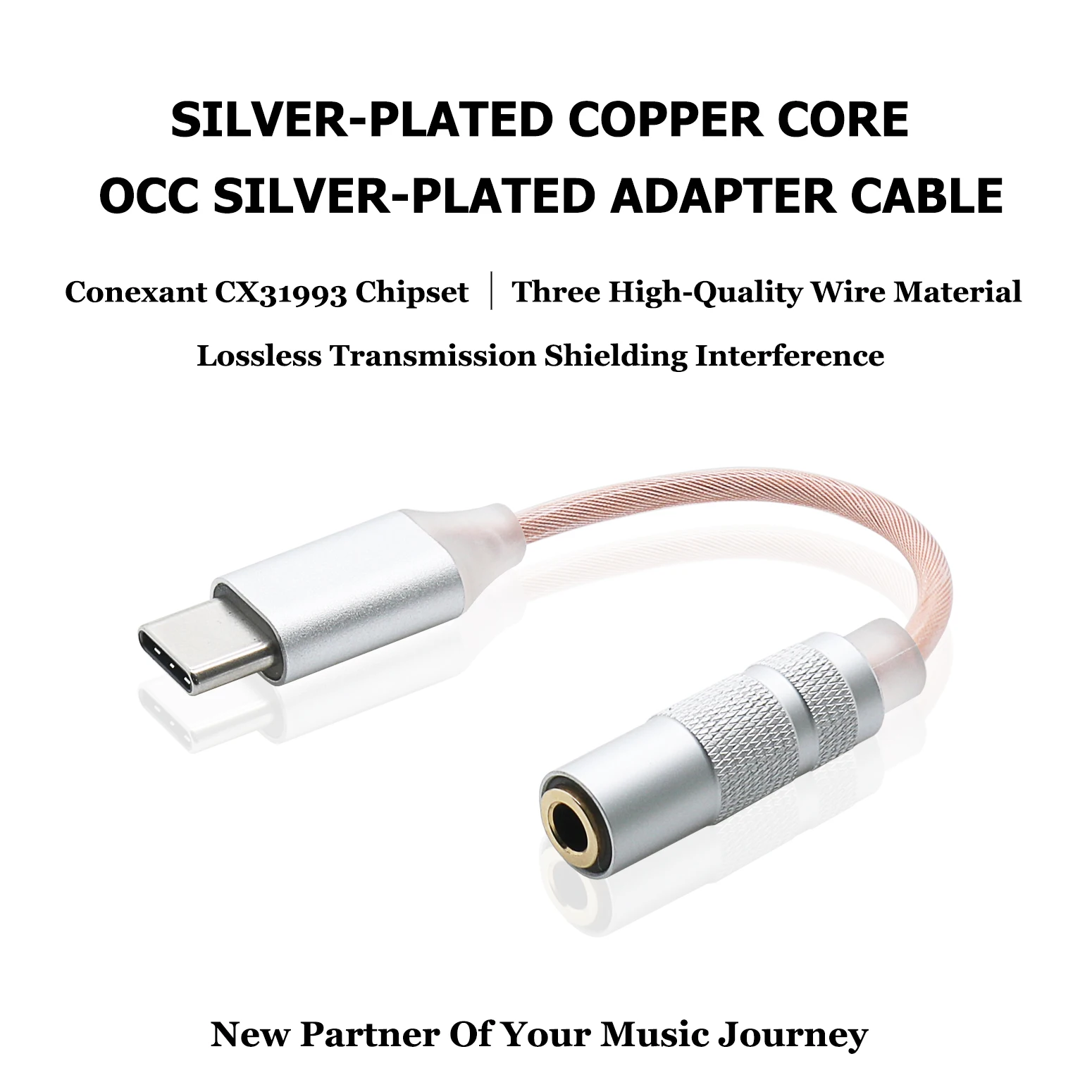 CX31993 32Bit Type C to 3.5mm Aux Adapter Earphone USB C Cable Headphone Adapter 3.5 Jack Audio Cable For Huawei P20 Xiaomi Mi10