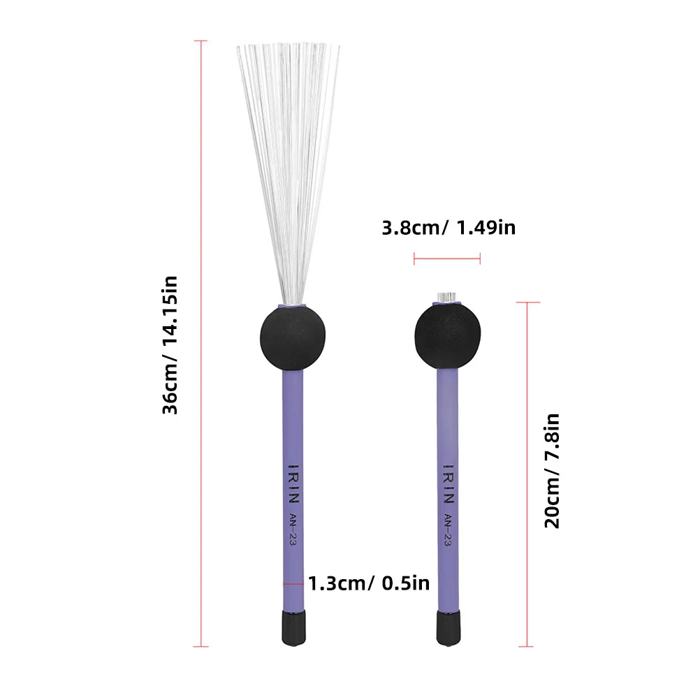 재즈 타악기 연습용 텔레스코픽 스틸 와이어 브러시 1쌍 내구성 있는 탄소강 브러시 드럼 액세서리 스네어 드럼 세트