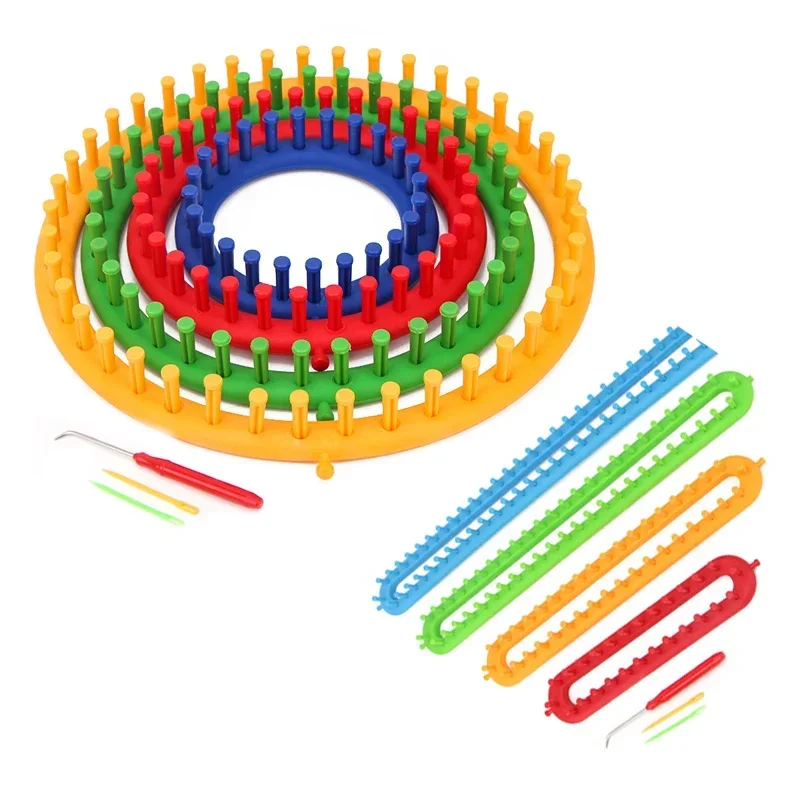 

1 Set Rectangle Round DIY Knitting Loom Scarf Sweater Hat Shawl Stitching Knit Handmade Craft Weaving Braiding Tool