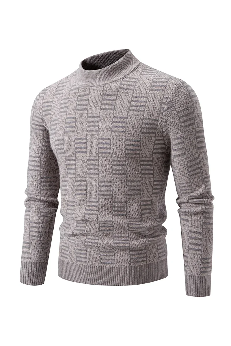 Hoge kwaliteit heren nieuwe herfst en winter casual warme kleurblok trui gebreide tops herenkleding