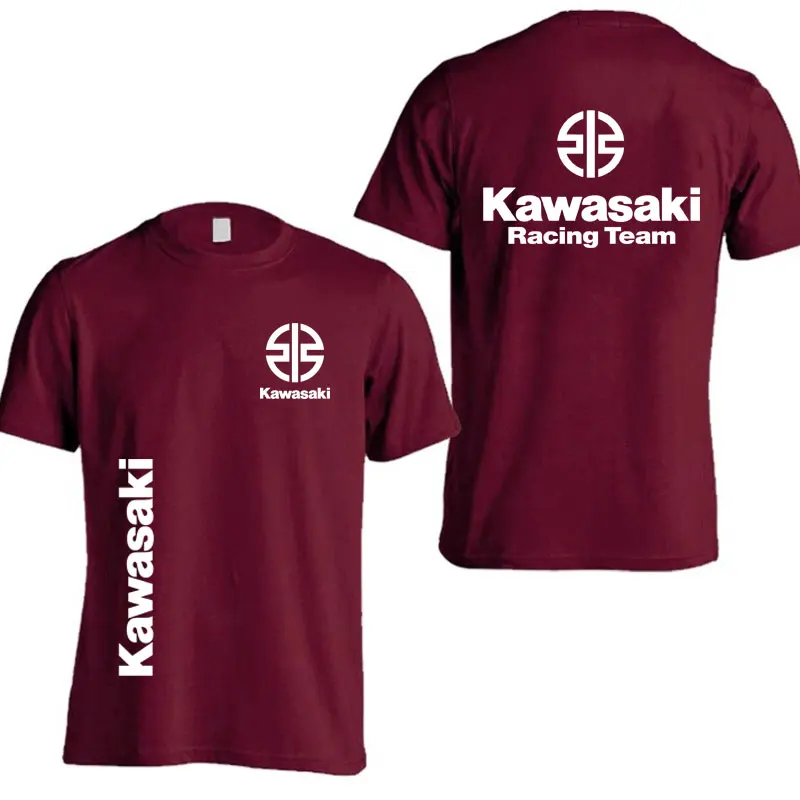 Kawasaki Logo Racing Team Men Summer T-shirt 100% Cotton White Women Tee Shirts 2024 New Fashion Sport Male Clothes Tops