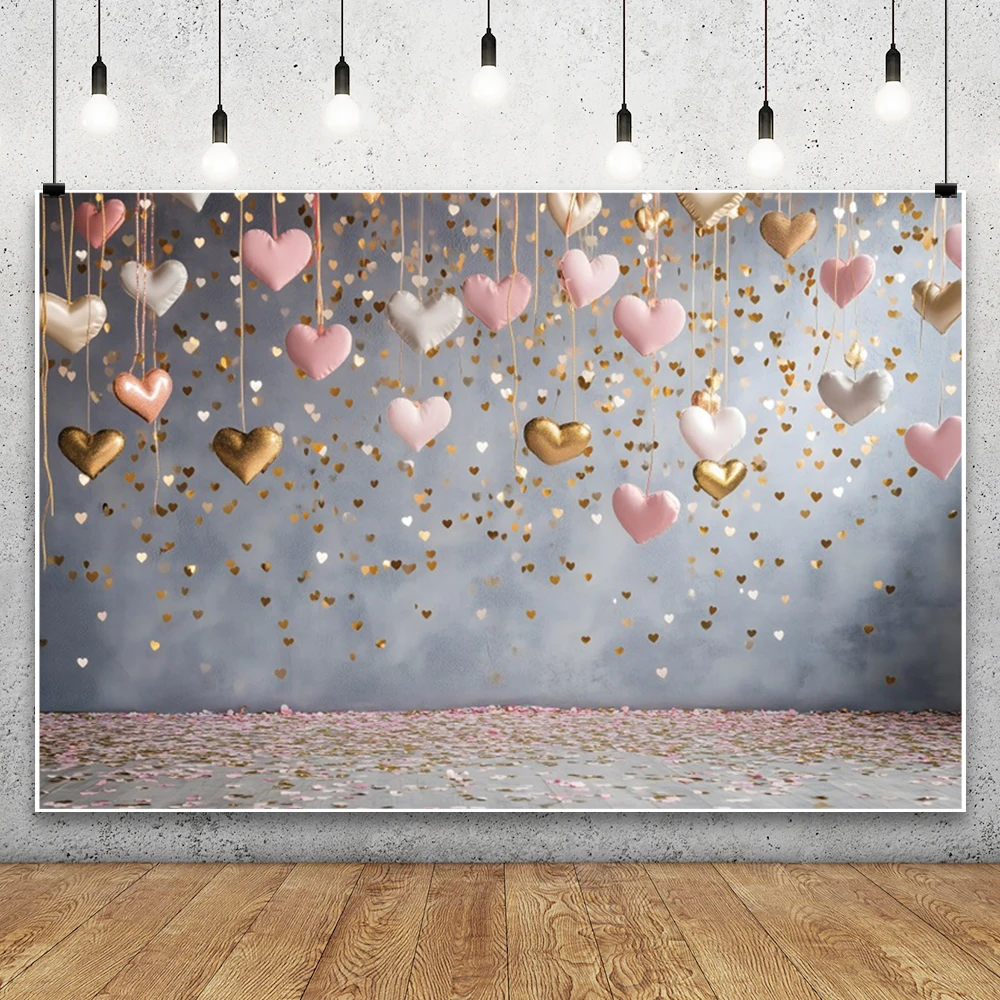 عيد الحب على شكل قلب بالون التصوير خلفية الترتر ضوء بقعة البيج الستار زهرة ديكور العروس صورة خلفية