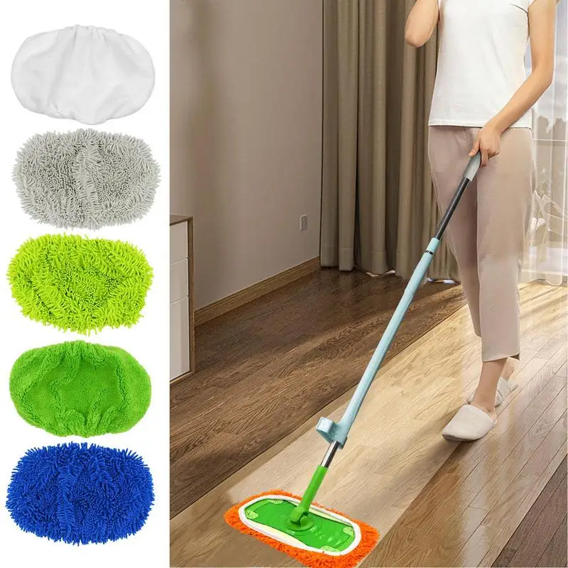 

Mop Pads Refill Thickened Elastic Band Flat Mop Cloth Microfiber Chenille Replacement Rotary Mop Cleaning Pad For Bathroom Floor