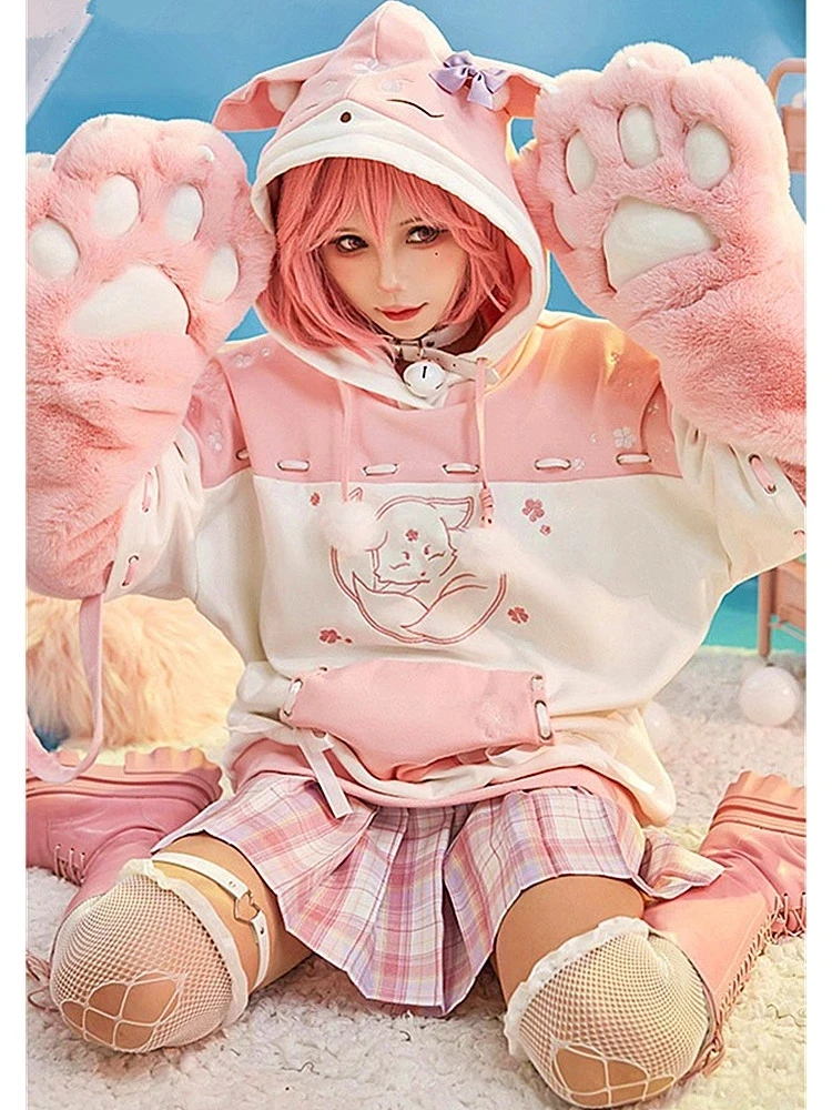 

Anime Game Genshin Impact Yae Miko Winter Cute Dress Animal Claw Furry Hoodies Cosplay Costume Halloween Women FreeShipping 2022