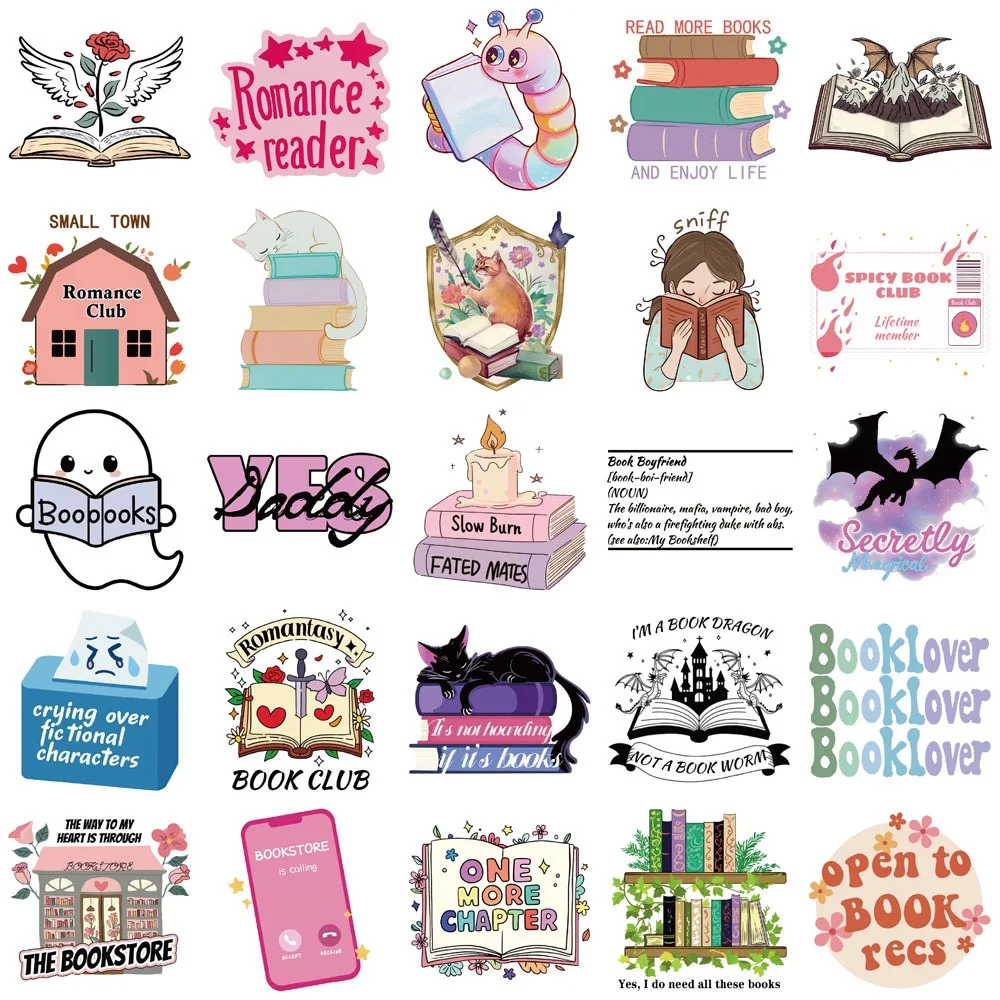 10/50pcs Kindle Dark Romance Book Club Bookish Stickers Spice Dragon Girl Reader Decals DIY Car Ipad Phone Laptop Diary Sticker