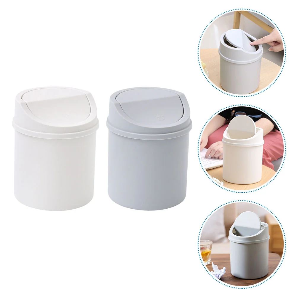 2 Pcs Garbage Can Car Trash Trashcan for Desktop Office Desktop[ Bin Study Plastic Daily Use Bucket Convenient