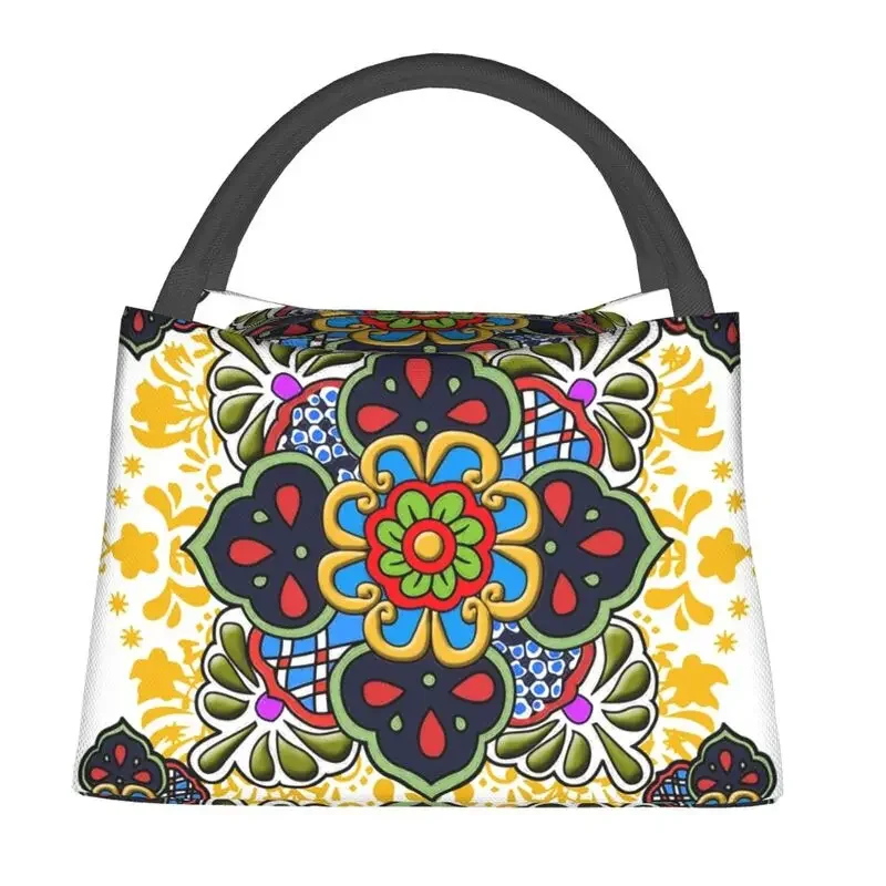 Custom Mexican Talavera Flower Lunchtassen Mannen Vrouwen Koeler Thermisch Geïsoleerde Lunchboxen Voor Werk Pinic Of Reizen