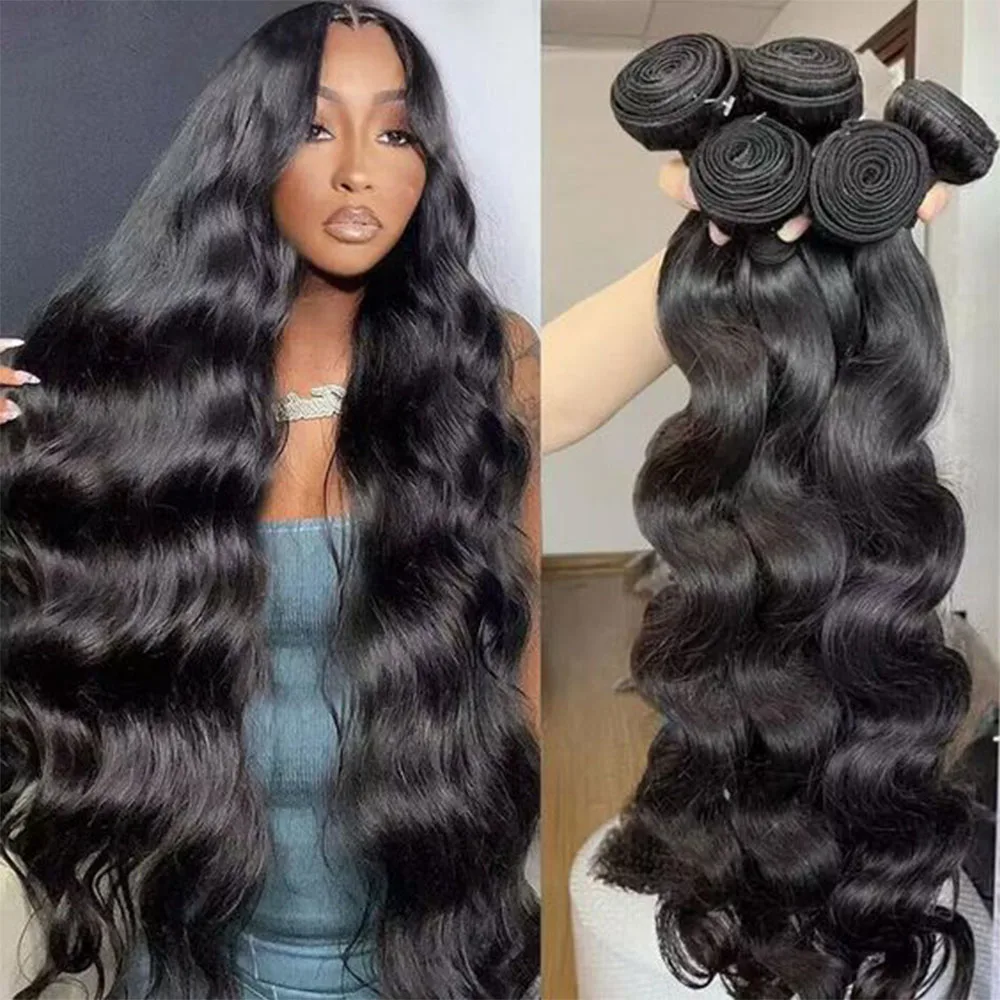 Body Wave Bundles 100% Human Hair 30 32 Inch 3 4 Remy Brazilian Hair Weave Natural Double Drawn Hair Extensions