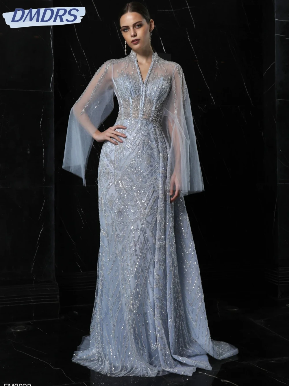 

Embroidery Beaded Lace Straight Evening Dress Exquisite V-neck Long Sleeve Mother Of The Bride Dresses For Wedding Customized