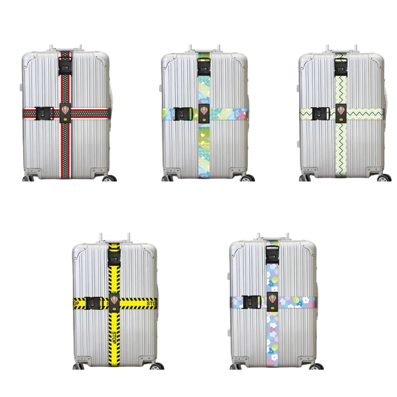Printed Luggage Straps Webbing Suitcase Belt With Double Lock System And Fun Design For Kids And Adults